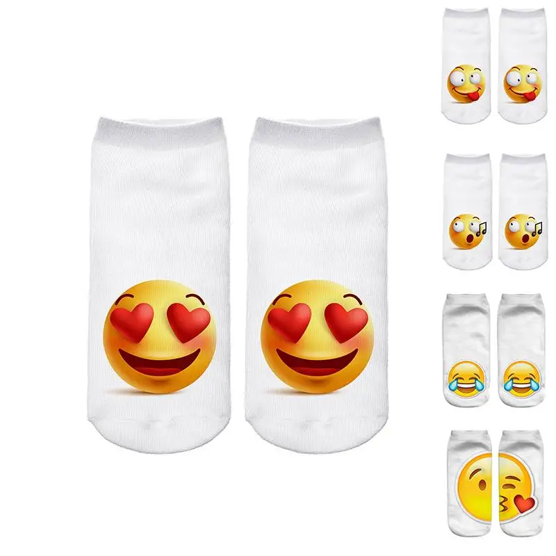 

2019 Fashion 3D Emoji Printing Expression Women Socks Funny Low Ankle Short Socks for Women Men Unisex