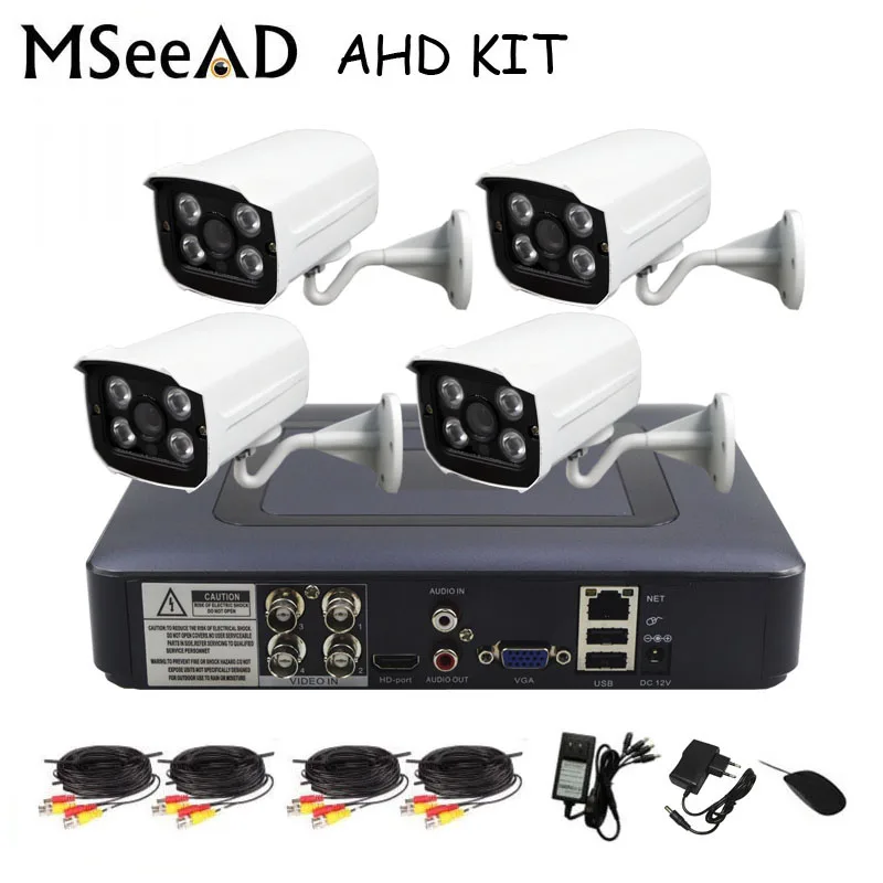 

MSeeAD 2mp AHD Kit 4 channel cctv system 4CH Mini DVR For CCTV Kit XMEYE 1080P IR Bullet Outdoor AHD Camera Security System VGA