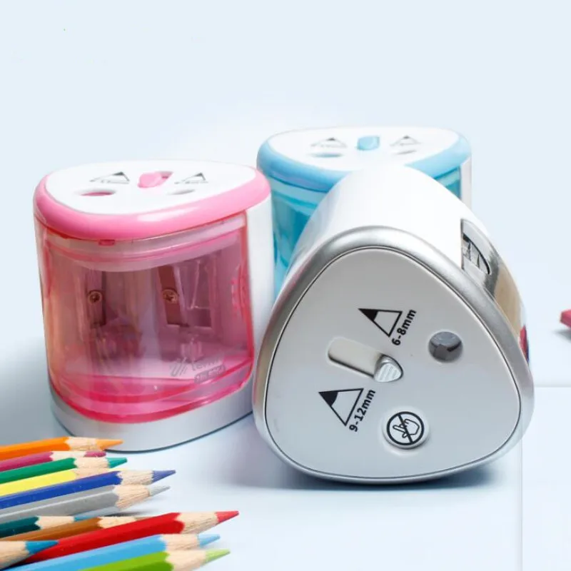 New Electric Double hole Pencil Sharpener Automatic Sharpeners for