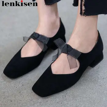 

Lenkisen Mary Janes full grain leather low heels gorgeous riband square toe women pumps slip on pretty girls dating shoes L7f2