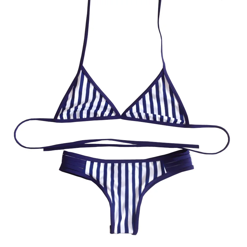 

2019 Brazilian Bikini Women Swimwear Striped Micro Bikini Push up Women Swimsuit Vintage Bikini Set bathing suits Beachwear S-XL