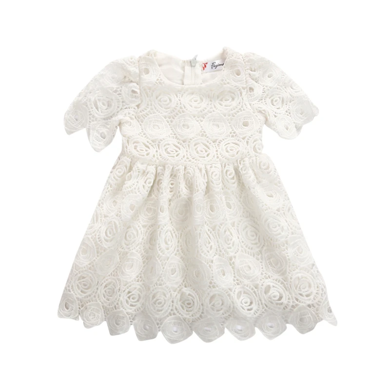 

Emmababy Infant Kids Baby Girls dresses Summer white lace Floral Dress Princess short sleeve Pageant Party Dress girl