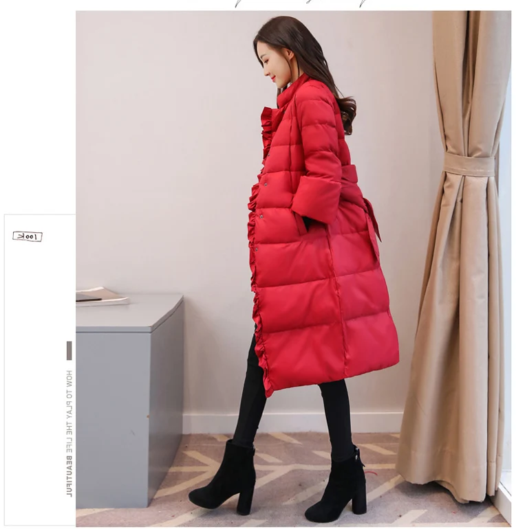 Женская пуховая парка, осенне-зимняя куртка, женские пуховые пальто, женская верхняя одежда, Длинная женская одежда, белый утиный пух, красный, LY1119