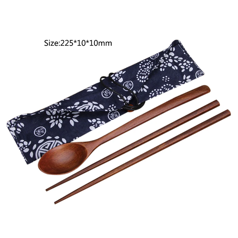 Portable Wooden Cutlery Sets Wooden Chopsticks And Spoons Travel Suit