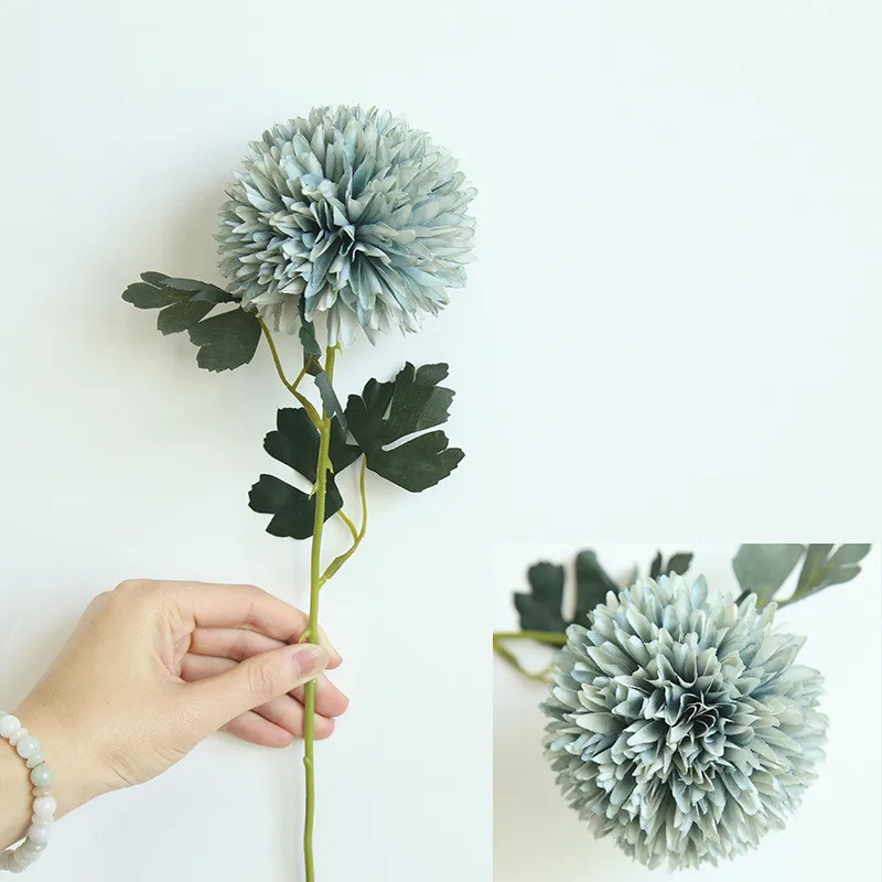 DIYartificial silk Одуванчик цветок мяч дома спальня стол искусственный цветок для декорирования Свадебная рука держащая цветок подарок на день рождения 1 шт - Цвет: Blue