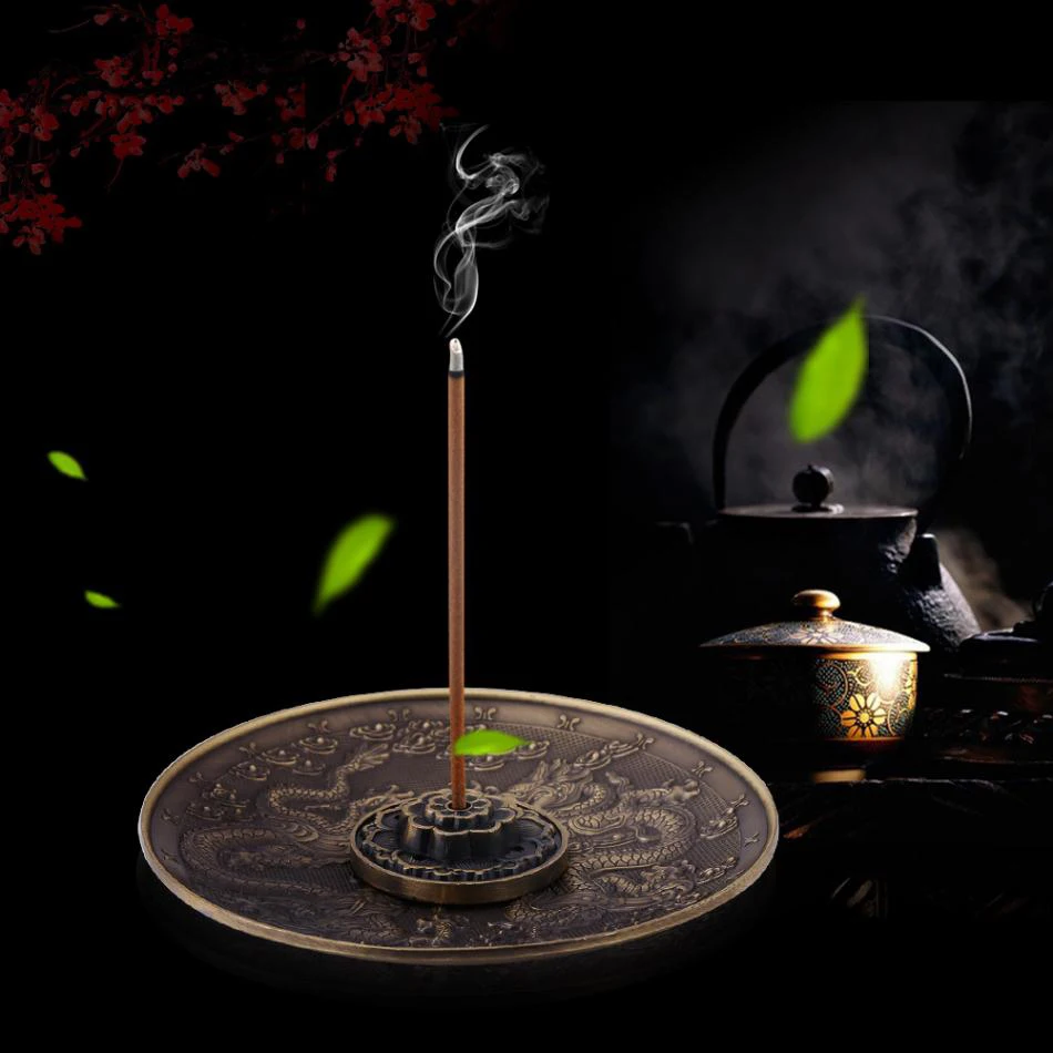 Цинковый сплав ладан палочка держатель горелки Дракон шаблон тарелка-кадило для свечи для ароматерапии печи благовония база