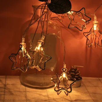 

10 LED Multicolour Five-pointed Star Clip String Lights AA Battery Powered Garland Wedding Party Decoration String Chain lamp 29