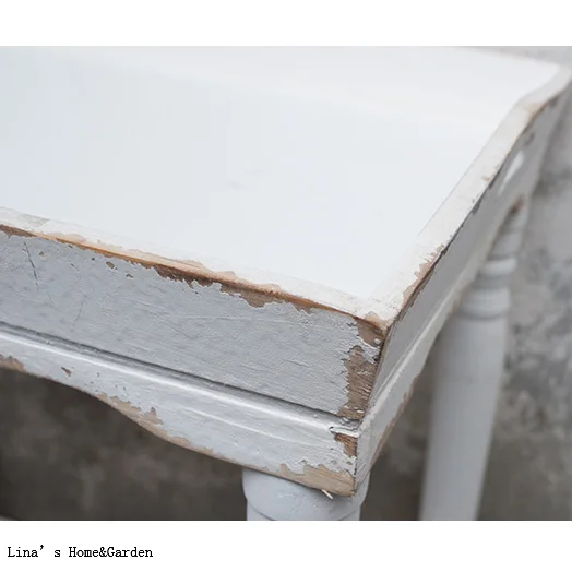 Knock down handmade shabby white wood tray table, 2 tier french garden flower pot stand (8)