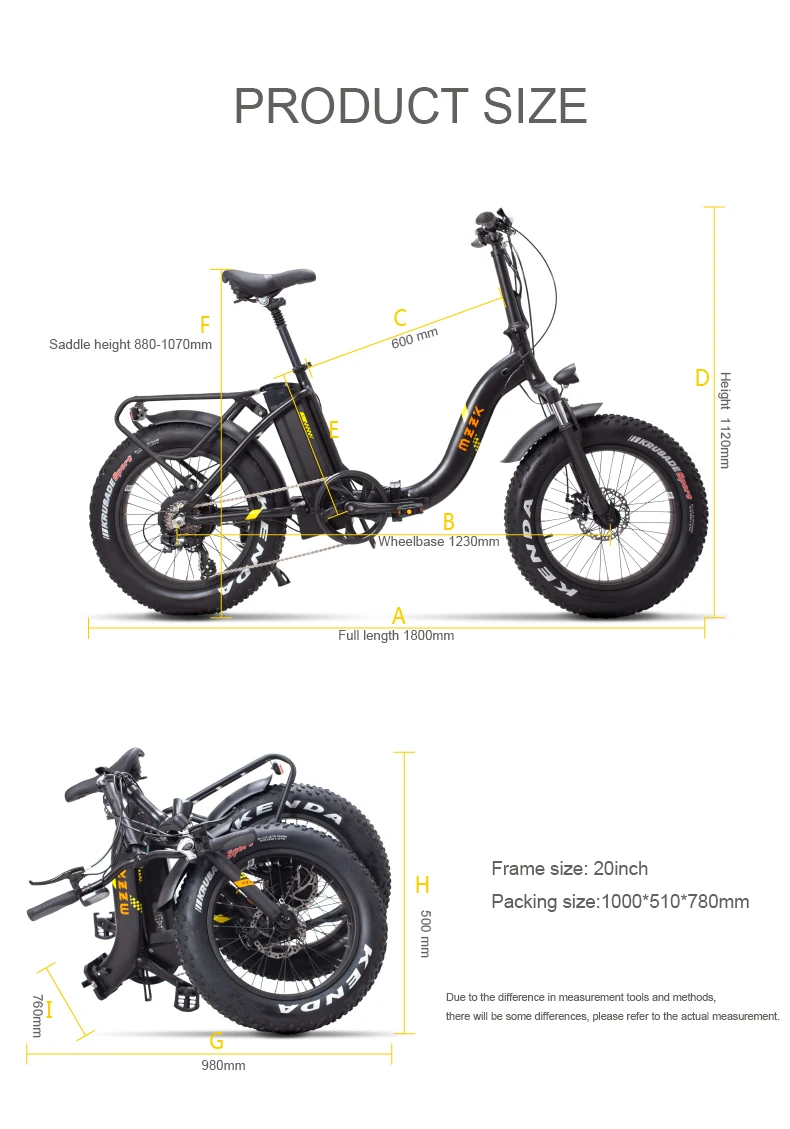 Excellent 20 Inch Bicycle Electric Ebike 4.0 Fat Snow Tyres Beach 48 V Electric Bike Folding Electric Bike 500w Snow Off Road Tyre Width 17