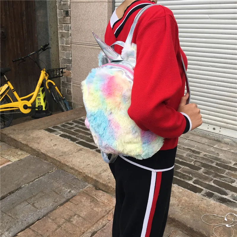 Новые женские кожаные рюкзаки с единорогом милые модные плюшевые рюкзаки для девочек путешествия рюкзак детский школьный рюкзак леди