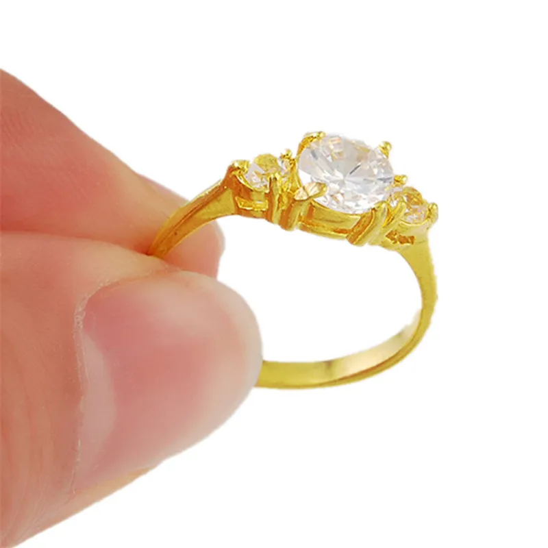 

Wedding Bands Rings For Love Luxury CZ Zirconia Gold Color Engagement Ring USA Size 5 6 7 8 9 R027