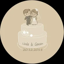 100 шт. пользовательское имя свадьба наклейки дизайн персонализированные мультфильм торт zaproszenia na wesele наклейки boda personalizada наклейки