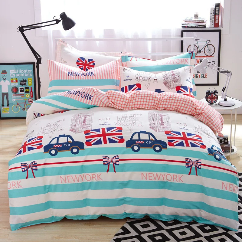 

Free Shipping Modern Style 100% Cotton Duvet Cover Set Bed Sheet Pillowcase King Size Super Soft Bedding Sets LIPA003