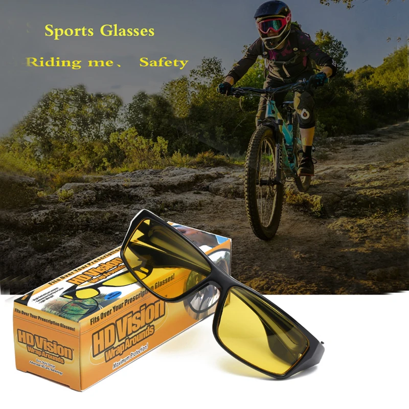 

Men's Sunglasses Outdoor Sports Riding Night Vision Glasses Yellow Brighten driver Windproof Radiation protection goggle
