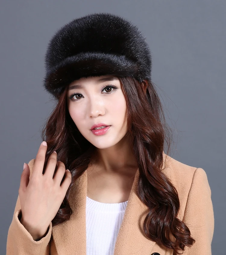 Зимние новые женские шапки из натурального меха норки, женские меховые шапки для улицы