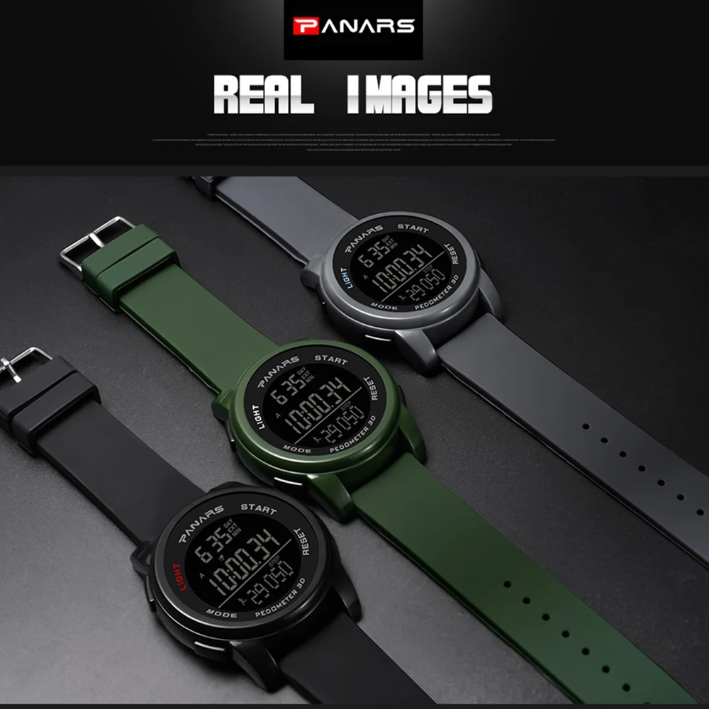

PANARS Brand Men's Watches Men Wristwatch LED Digital Watch Black Alarm 50m Waterproof Sport Watches Relogio Masculino