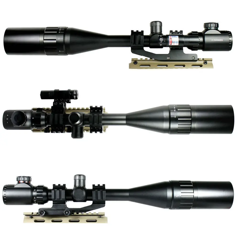 

1PC High Quality 6-24x50 AOEG Mil Dot Rifle Scope Reflex Red/Green Dot Illuminated Air Gun Holographic Sight + Laser Sight Optic