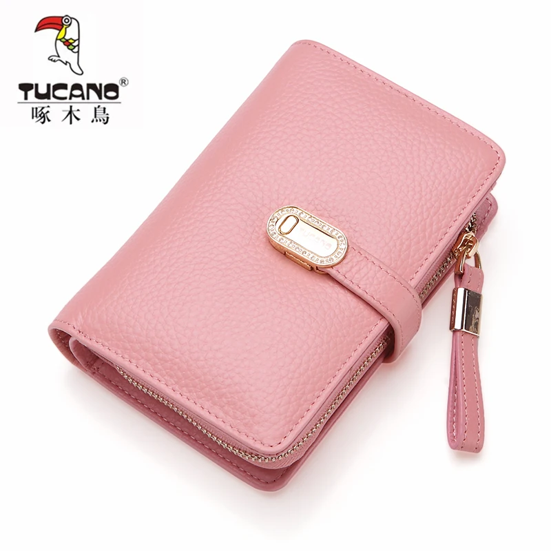 

TUCANO/ 2019 the New Genuine Leather Buckle Zipper Ladies Card Package Coin Purse