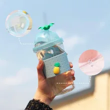 Маленькая свежая и простая чашка летняя Милая стеклянная фруктовая чашка Мужская и Женская Студенческая спортивная ручная чашка стекло 2