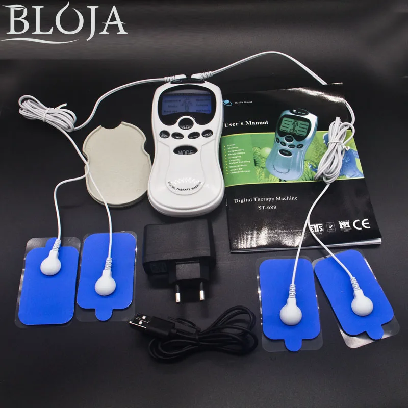 

New built-in battery Dual input Electrical Stimulator Body Relax Muscle Massager,Pulse tens Acupuncture therapy+4 Electrode pads