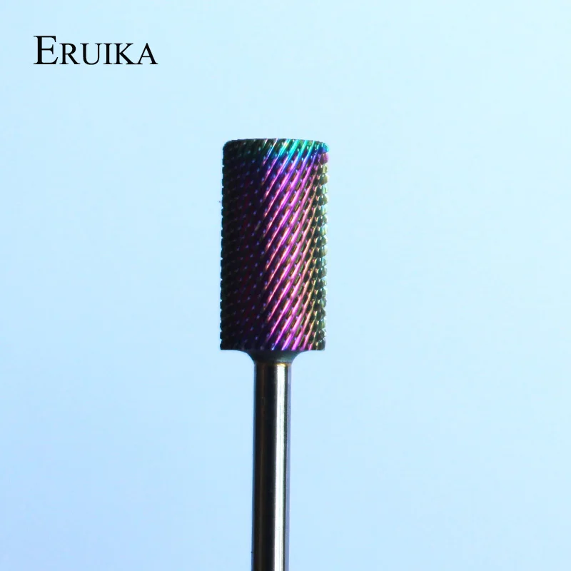 ERUIKA твердосплавное сверло для дизайна ногтей радужного цвета, фреза для ногтей, электрическая дрель для маникюра, аксессуары для ногтей, инструменты