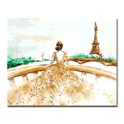 Оформлена DIY цифра маслом по номерам Наборы рисования раскраска элегантная дама с Париж башня холст панно настенные Книги по искусству