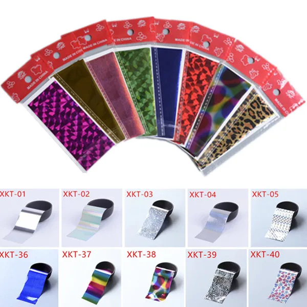 

Nail Art Transfer Foils Sticker, Hot Beauty Free Adhesive Nail Polish Wrap, Nail Tips Decorations Accessories(XKT 01-45)