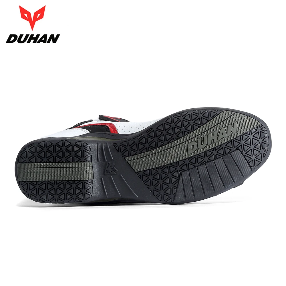 Botas de Moto DUHAN de malla de verano para hombre, zapatos de motocicleta, Botas de Motocross, Botas de Moto de carreras, Botas de Moto, blanco y negro