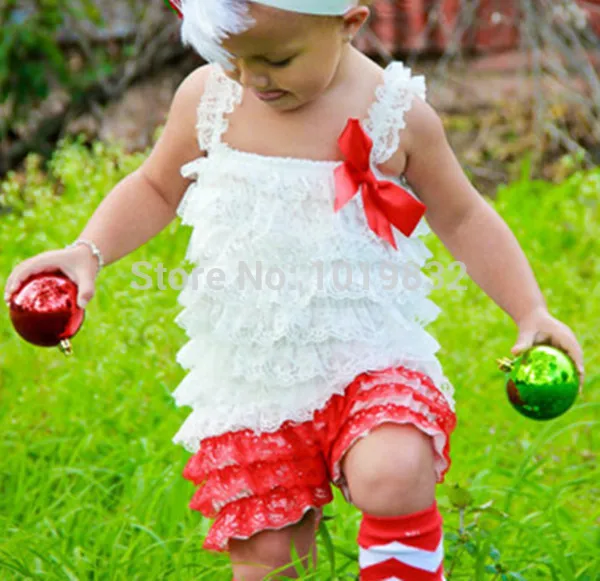 Рождественский комбинезон для маленьких девочек, красный, белый, зеленый цвет, кружевные детские комбинезоны для девочек, Рождественский комбинезон для малышей с Санта-Клаусом, детская одежда