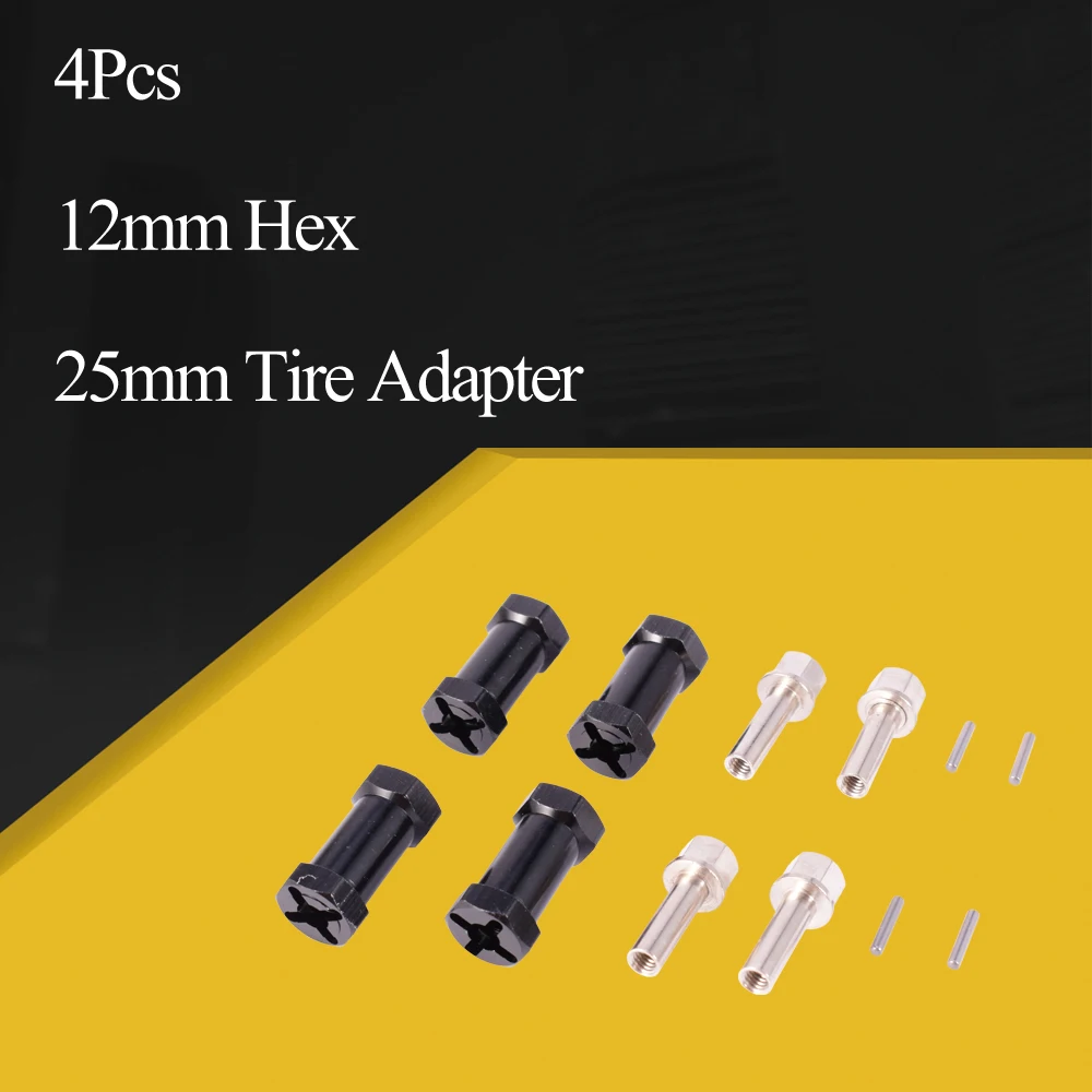 

4Pcs 12mm Hex 25mm Coupler Tire Extended Adapter for Hsp Redcat Tamiya Axial Scx10 D90 HPI RC Crawler Big Foot Car