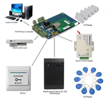 access control kit for 1 door access control control board+bolt lock + door switch +ID reader+power supply+10 keyfob 10 id card