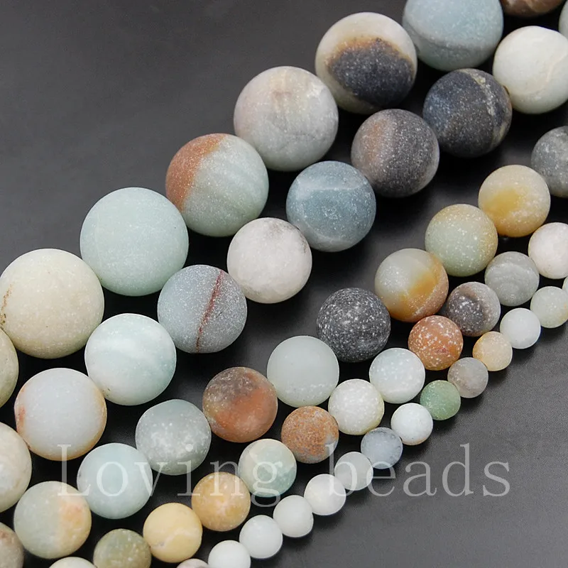 

5Strands/Lot Natural Matte Multi Colored Amazonite Frosted Gems Stones Round Spacer Beads 15.5" Diy 4mm 6mm 8mm 10mm 12mm