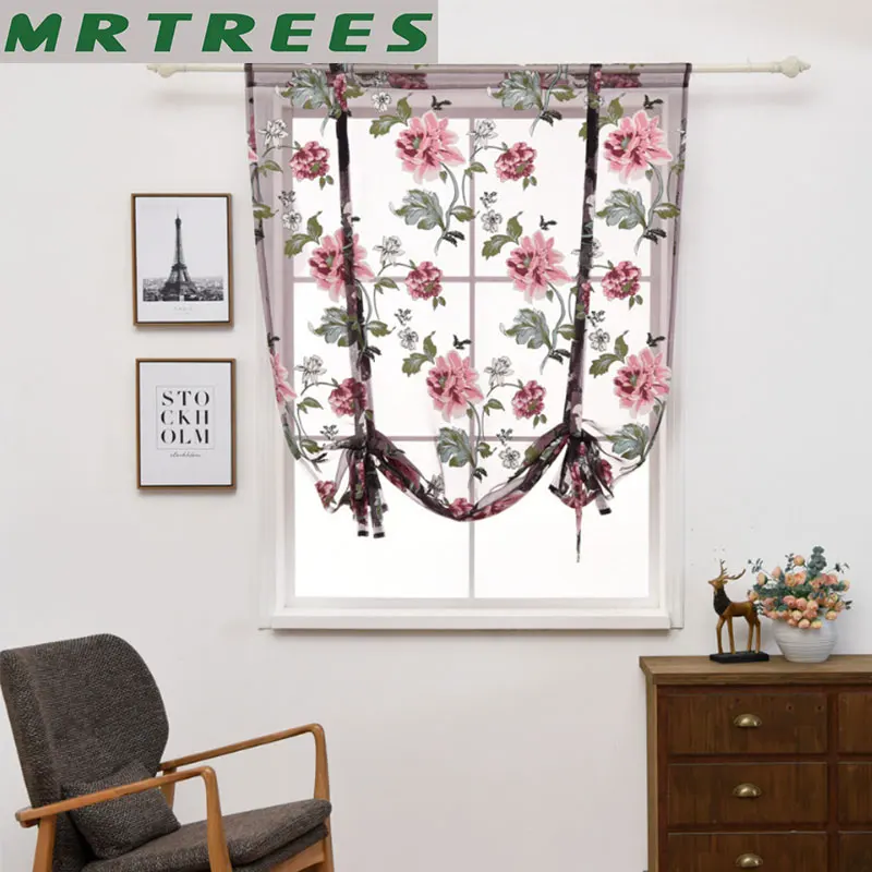MRTREES цветочные короткие занавески s тюль для кухни спальни гостиной окно