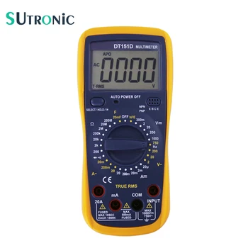 

DT151 Digital Multimeter T-RMS with Backlight Self-restoring fuse protection AC DC Ammeter Voltmeter Ohm 20mF capacitance