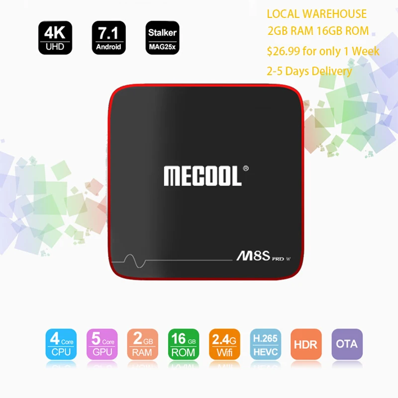 

Cheapest Mecool M8S Pro W Amlogic S905W Quad Core Smart Android 7.1 tv box 2gb Ram 16gb Rom 4k IPTV Media Player Smart TV Box