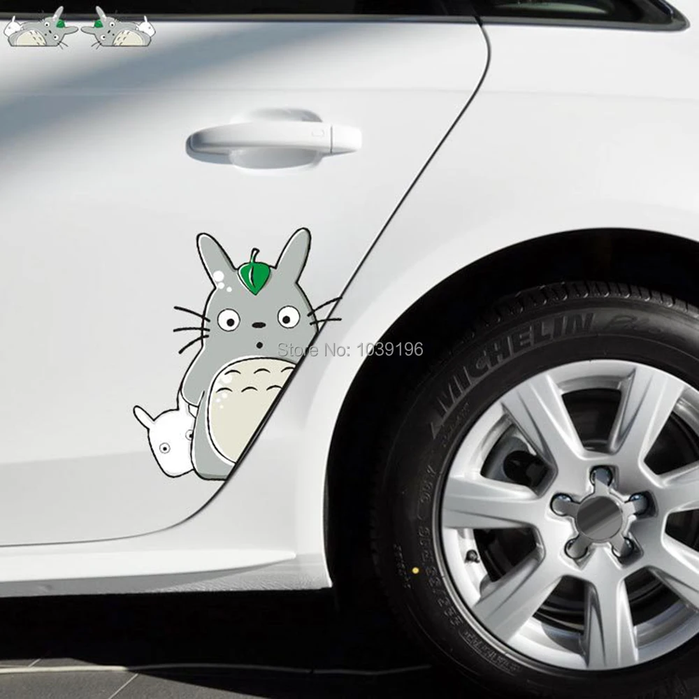 

2 x Newest Car-Styling Cover Cartoon Cat Totoro Door Sticker Car Stickers for Toyota Ford Focus 2 Chevrolet VW Opel Tesla Lada