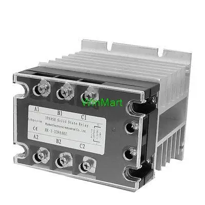 

DC-AC 40A 5-32VDC/ 380VAC 3 Phase SSR Solid State Relay w Heat Sink Vducx