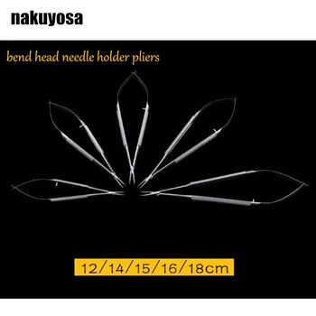 

5pcs bend head stainless steel microsurgical instrument 12/14/15/16/18cm surgical ophthalmic device lock needle holder plier