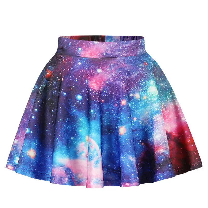 Мини-пляжная юбка для лета с 3D принтом «космическая Галактика»; детская одежда; От 8 до 11 лет Юбки принцессы для девочек; Одежда для танцев - Color: TE10052