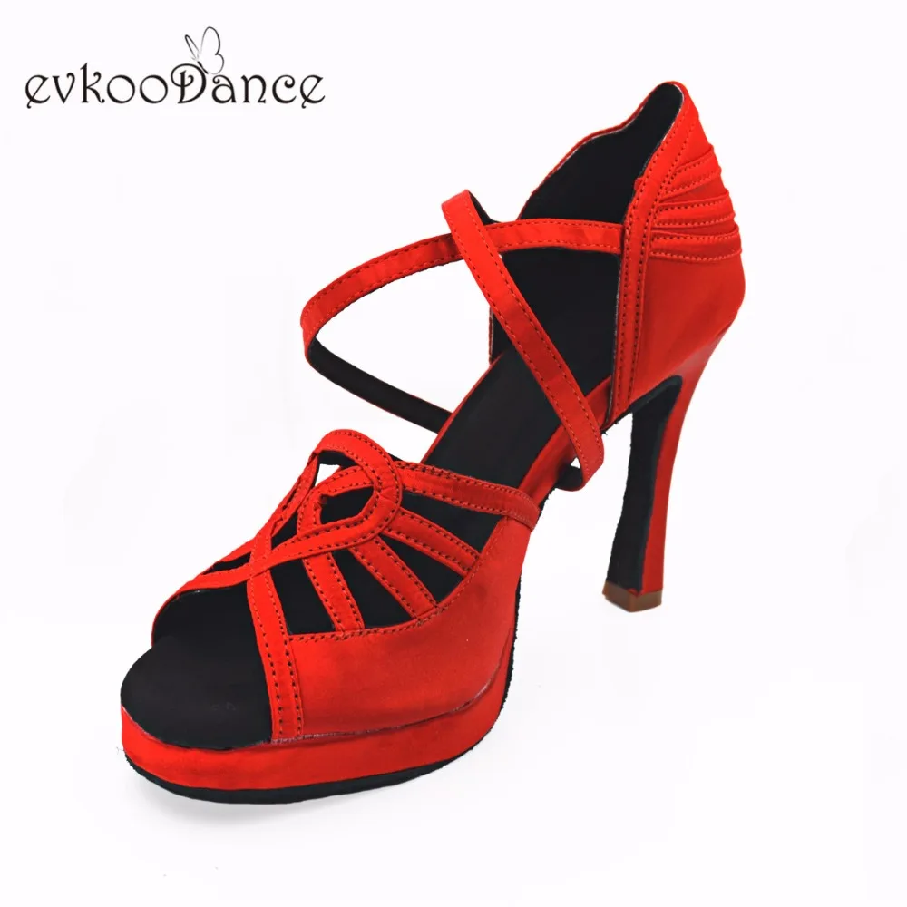 Zapatos De Baile/красные Сатиновые туфли на высоком каблуке 10 см размеры США 4 12