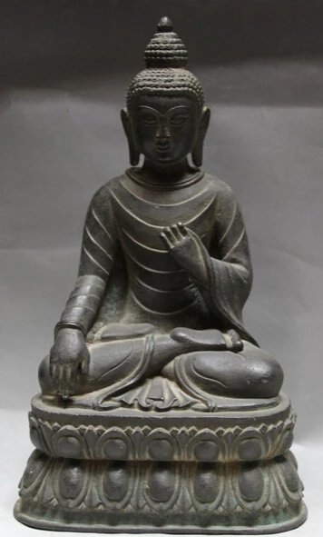 

JP S0524 12" Tibet Buddhism Purple Bronze Shakyamuni Amitabha Buddha Sakyamuni Statue