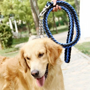 

50Pcs/Lot Upgraded Lead Harness Collar Woven High Leash Big Leather Pet Traction Large Dogs Leashes Dog Rope (Size: One Size)