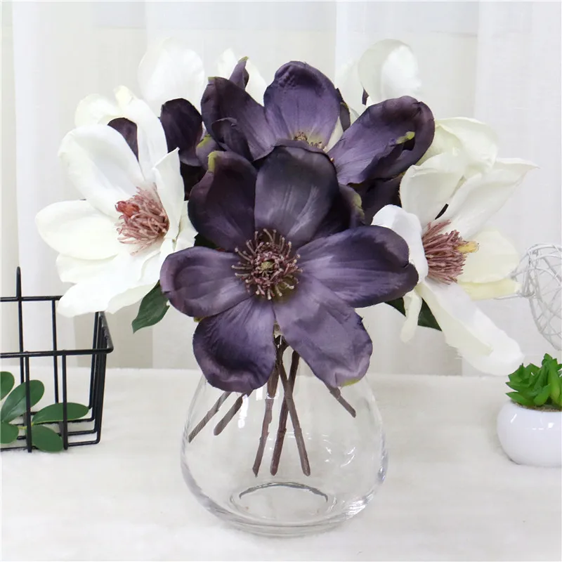 Маленькая короткая ветка, винтажный искусственный цветок магнолии, Орхидея, домашний декор, настольный Свадебный букет невесты, ручной цветок, растение розы