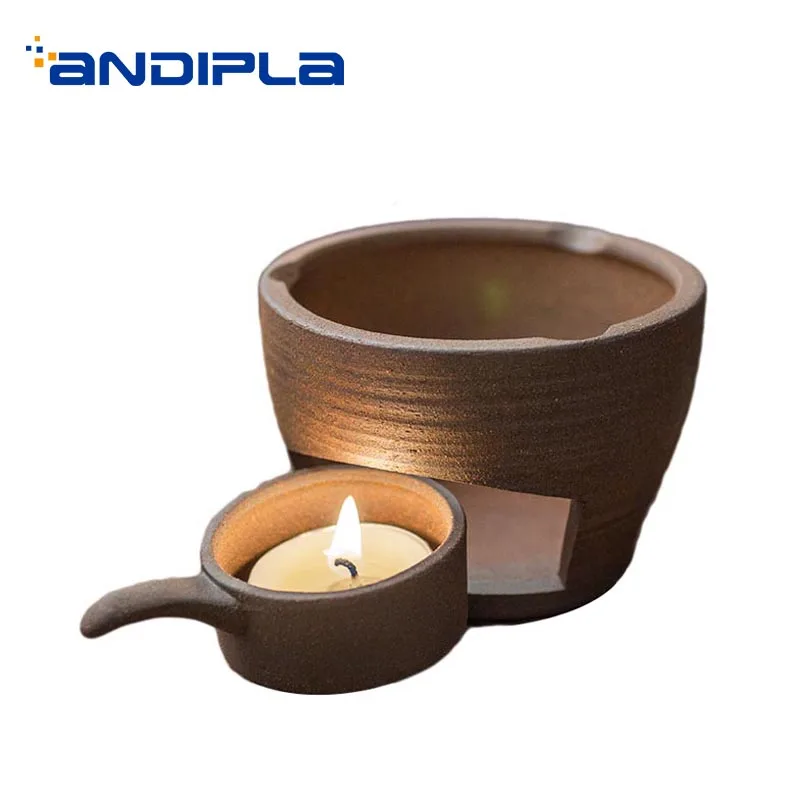 

Japanese Style Candle Warm Tea Stove Ceramic Coarse Pottery Heater Candlestick / Tea Ceremony Accessories Teapot Holder Base