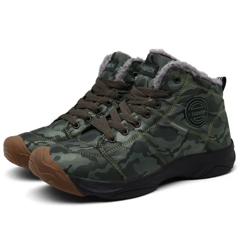 Новые ботинки для пар мужские ботинки модные качественные зимние плюшевые ботильоны для мужчин Нескользящие теплые ботинки на шнуровке ботильоны большого размера 48 - Color: Green