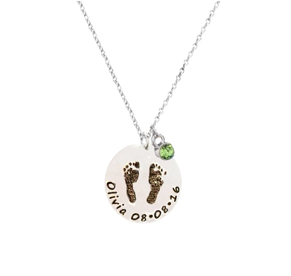 

Lovely Baby Foot Necklace Birthstone Necklaces Jewelry Best Birthday Gift with Gift Bag Custom Made Any Name YP2960