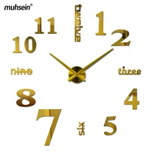 Muhsein Новое поступление кварцевые часы модные часы 3d большие настенные часы с зеркальной наклейкой Diy Декор для гостиной