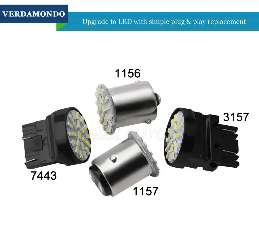 1156 BA15S светодиодный Реверсивный светильник 1157 BAY15D 3157 T25 7443 T20 задний фонарь стоп-сигнала 22 SMD 3014 чипсы белый AC/DC 12V