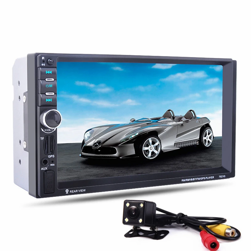 

7" Touch Screen 7021G Car Bluetooth MP5 Player GPS Navigation Support TF USB AUX FM Radio Rearview Camera Steering Wheel Control