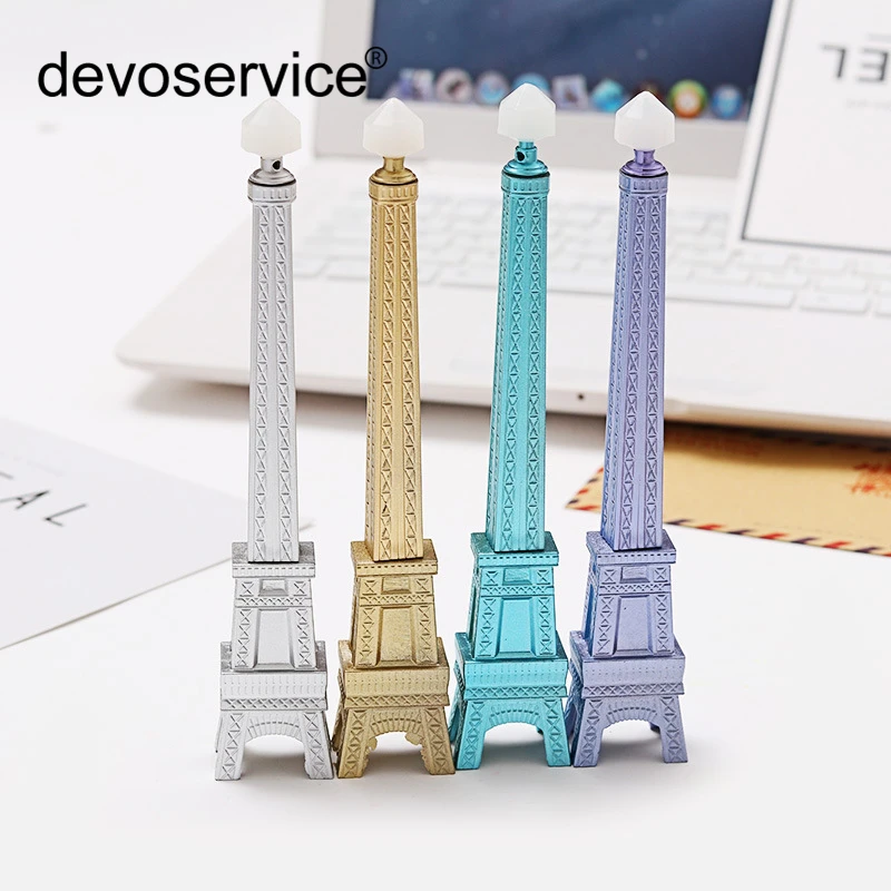 

4PCS/Lot Creative Tower Erasable Pen Cute Plastic Erasable Gel Pens For Kids Gift Kawaii Stationary Black Ink Office Signing